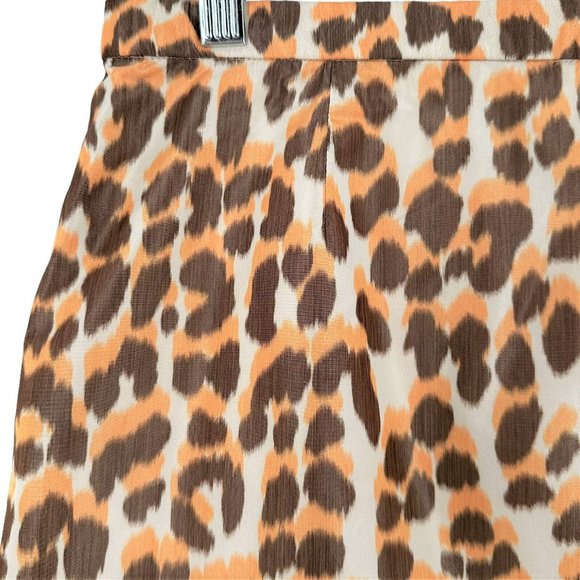 ROCHAS Yellow & Brown Leopard Print Silk Fitted Pencil Skirt Size 44 - Picture 6 of 9